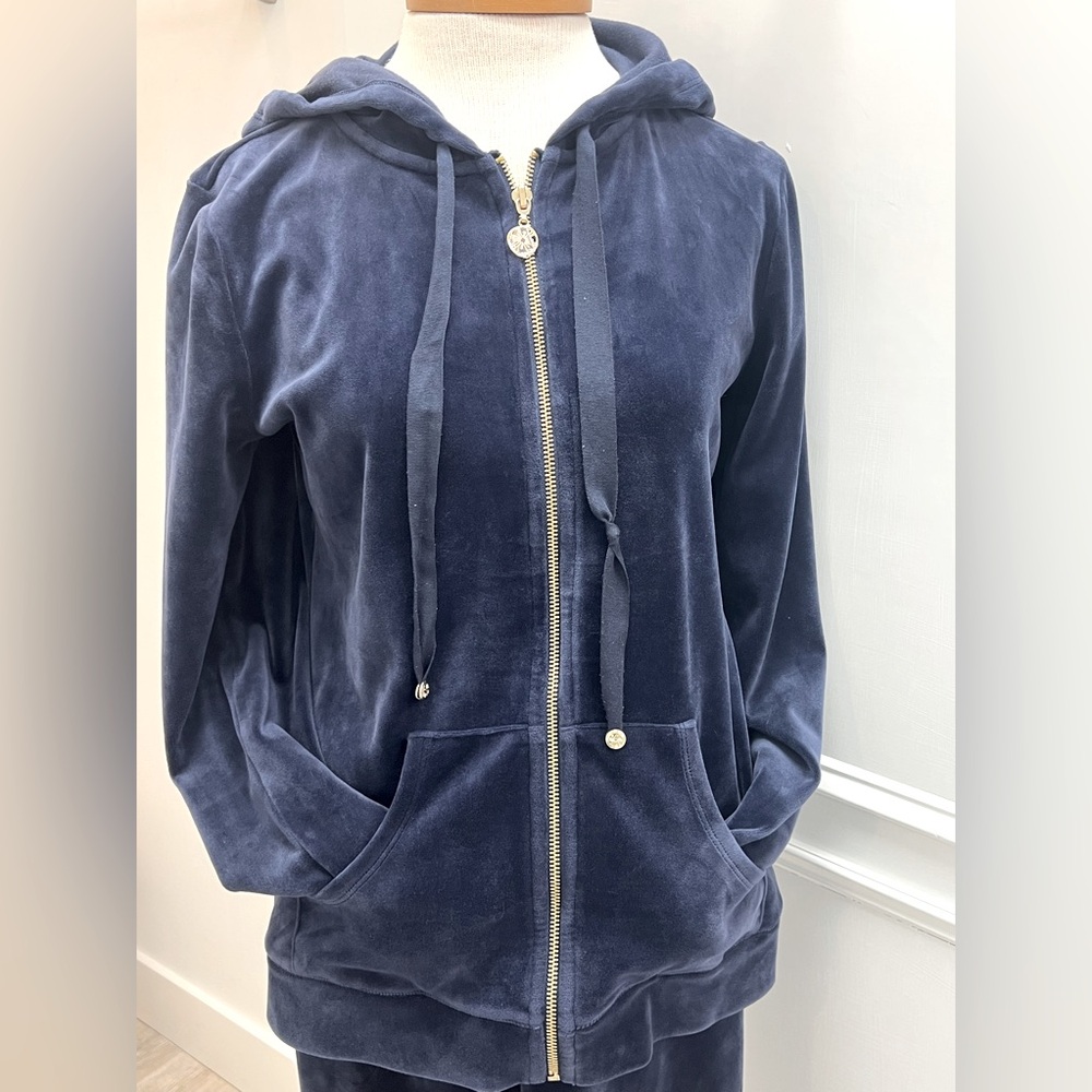 Lilly Pulitzer Medium Navy Velour Larina Jacket